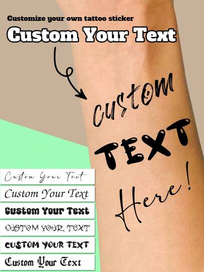 1-20Pcs Custom Text Temporary Tattoo Stickers, Personalized Sticker, Customizable Valentine's Day Gifts, Suitable For Various Parties Such As Birthday Celebrations, Weekend BBQs And Cocktail Parties, Convenient Handmade Use, Favorite Single Party Tattoos, Unique Gifts For Anniversary, Wedding, Birthday, Valentine's Day, Christmas, Holiday Surprise Your Loved Ones, Adult Boys Or Girls' Gatherings, Applicable Hands, Available Sizes Christmas Beauty Accessories