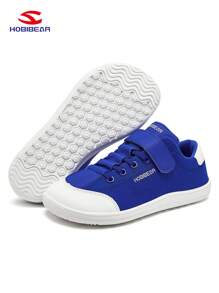 HOBIBEAR Children's Outdoor Anti-Slip Shoes, Girls Wide Toe Box Athletic Sneakers, Comfortable Soft Flat Toddler Walking Shoes, Minimalist Style Boys Blue All Season Shoes