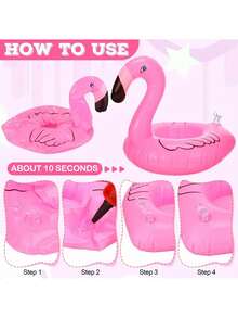24/12/6pcs (With Air Pump) Flamingo Coasters,Inflatable Drink Holders,Flamingo Straw Pool Float, For Summer Hawaiian Birthday Party Tableware Decor, Straws Not Included - Multicolor - View 9