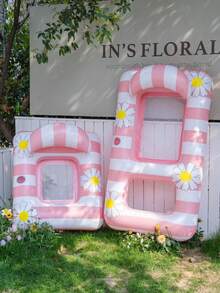 1pc Outdoor Inflatable Floating Bed, Double Inflatable Bed, Swimming Pool Floating Chair Bed - Multicolor - View 6