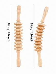 1 Multifunctional 9-Wheel Wooden Massage Roller Scraping Gua Board Wooden Massage Tool Full Body Meridian Massager,School,Back To School,Travel,Travel Essentials,Home Essentials,Spa,Massage Tool,Massage,Massager,Spa - Yellow - View 9