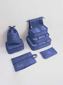8-1PC Travel Clothes Organizer Set, Large Capacity Multi-Functional Packing Cubes With Zipper Closure, Handheld Travel Bag, Storage Bag, Mesh Bag, Cosmetic Bag, Shoe Bag, Bottle Sleeve, Drawstring Bag, Regular Bag, Luggage Bag, Underwear Organizer, Hospital Bag, Waterproof Toiletry Kit For Shirts, Underwear, Clothes, Cosmetics, Toiletries, Toothbrush And Toothpaste