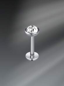 CIZME 16G 6/8/10/12mm Titanium Steel Stud Earrings, Lip Rings, Flat Back Earrings, Nose Rings, Cartilage Hoops, Lip Rings, CZ Stud Earrings For Women & Men - Silver - View 9