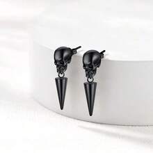 1 Pair Of Classic Skull Conical Design, Suitable For Both Men And Women To Wear On Halloween - Hypoallergenic Earneedles, Durable And Long-Lasting, A Unique Gift For Friends And Family, Valentine's Day Gift, A Gift For Him - skeleton - View 2