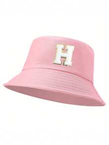1pc Women'S 26 Letters Bucket Hat, Personalized Fashion Casual Sun Hat, Casual Holiday Beach Sun Hat For Travel, Daily Travel Outdoor Sports Hat, Sun Hat, Minimalist Bucket Hat, Lightweight And Foldable, Suitable For Outdoor, Travel, Hiking, Picnic, Commuting, Etc., Also A Great Gift For Mom Or Friends