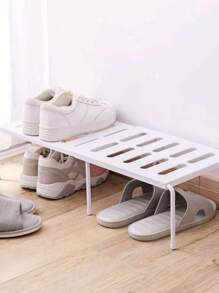 1pc Adjustable White Plastic Shoe Storage Rack