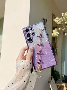 DIY 手链和手机壳套装：电镀边缘防摔手机壳 + 心形 DIY + 闪光卡 + 隐藏式电镀闪光支架 - 兼容 Apple 16/15 Pro Max、A35/A15、S24/S25，整套手机壳兼容 Apple、Moto/Redmi Note 14 防水防震防刮 - 紫色 - 查看 5