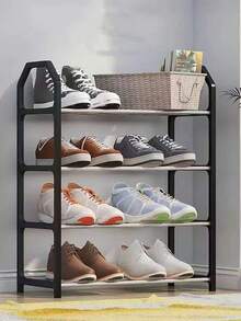 1件装多层鞋架多功能组装鞋架简易鞋柜可折叠不锈钢鞋架