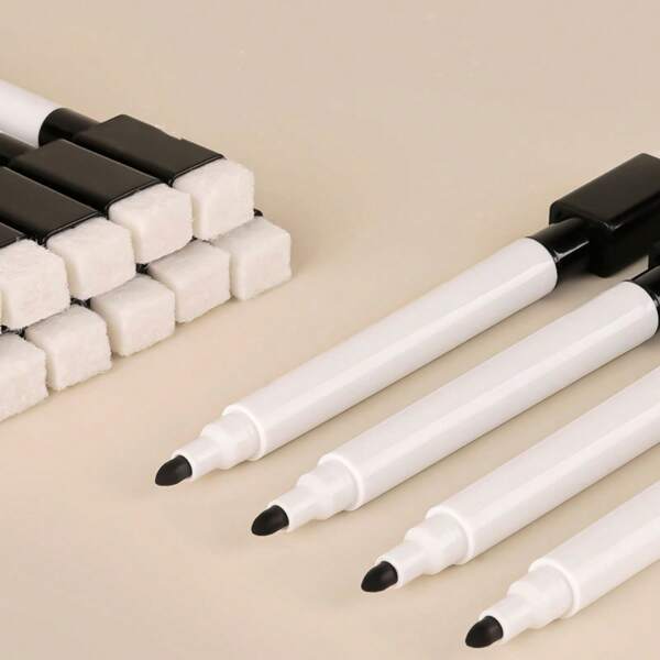 5 Stück Whiteboard Marker mit Radiergummis, wiederverwendbar und Pinselstift zum Zeichnen auf Tafeln, geeignet für Zuhause, Büro, Schule