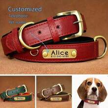 Collar de perro de cuero de PU personalizado, un regalo ideal para mascotas queridas, familia, amigos y amantes de las mascotas - Rojo - Ver 15