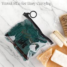 2 piezas de esponja de red africana auténtica de SubSahara - Exfoliante para todo tipo de pieles, esponja de baño para rostro y Body, portátil para viaje, duradera, exfoliación suave - Rosa claro y verde azulado - Ver 5