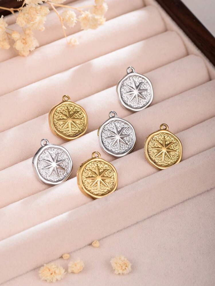 3 件不锈钢不对称八角星镀金吊坠饰品，DIY 珠宝制作配件，适用于项链、手链、脚链、钥匙扣 - 彩色 - 查看 2