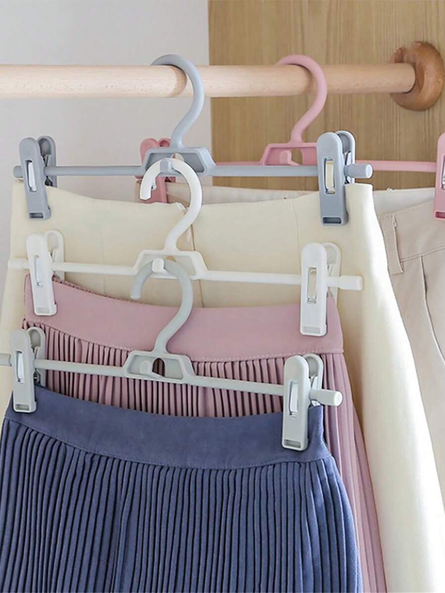 1pc Nordic Style Plastic Trouser Clips, Home Non-Slip Pants Clips, Wardrobe Storage Multifunctional Adjustable Pants Rack - Multicolor - View 1