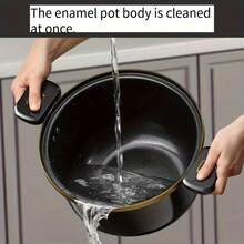 Enamel Casserole Pot, Dual Ear, Non-Stick Pot For Stewing Meat, Soup Pot, Suitable For Induction, Gas Stove - Multicolor - View 2