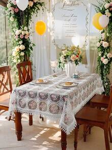 Vải Polyester 100%, Tay nghề thêu tinh xảo, Viền ren rỗng thêu tan trong nước, Khăn trải bàn hình vuông/hình chữ nhật cho nhà bếp, bàn ăn, bàn làm việc, bàn cà phê, bàn trang điểm, khăn choàng tủ quần áo, đồ trang trí nhà cửa, Khăn trải bàn hoa cho phòng khách, phòng ngủ, sân, trong nhà/ngoài trời, cắm trại, biệt thự, ngày lễ, tiệc tùng, tủ, tụ họp gia đình, trang trí ngày lễ, đồ trang trí tiệc/đám cưới, 1 chiếc - Nhiều màu - Xem 4