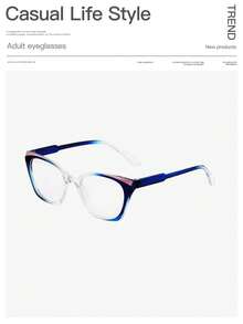 1pc Women's Fashion Elegant Light Cat Eye Frame Full Frame Clear Lens Glasses, Suitable For Daily Reading & Everyday Wear - Multicolor - View 6