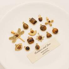 1pc Casual 304 Stainless Steel 18k Gold Plated Dragonfly Sun Cross Evil Eye Pendants DIY Jewelry Making Supplies For Women,Suit Party And Daily Life Wear - Pendant - View 3