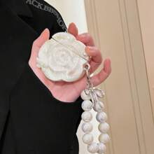 Elegant Rose Shaped PVC Earphone Cases, Delicate Yet Personalized, Compatible With AirPods 1/2/3/4/Pro And Pro 2, Each Comes With An Option Of Pearl Bracelet Or Keychain