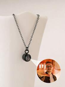 1 pieza Collar con proyección de foto personalizado, collar minimalista de acero inoxidable con proyección de foto, collar de mujer con forma redonda y foto proyectada incorporada, collar de foto personalizado para mujer, collar de foto conmemorativo personalizado, regalo para la novia, collar de proyección de foto personalizable con color, collar de recuerdo familiar, collar de foto para el Día de la Madre