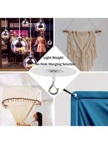 Bộ 3 móc treo trần nhà, móc treo trần nhà tự dính chắc chắn, chống thấm nước, móc đa năng thích hợp treo bóng bay và chuông gió. - Trong sáng - Xem 2