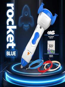 Brinquedo Educativo Foguete para Crianças, Caneta 3D de Baixa Temperatura com Impressão 3D, Exercício Cerebral DIY, Caneta de Desenho 3D, Filamento PCL de Baixa Temperatura com Tela LCD, Presente de Aniversário e Natal para Meninos e Meninas, Caneta Criativa de Desenho DIY 3D, Brinquedo Educativo Caneta de Impressão 3D para Crianças