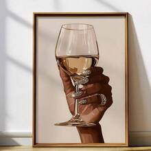 1 件，墙壁艺术，现代海报，手持优雅酒杯艺术魅力家居装饰时尚墙壁艺术墙壁艺术优雅现代家居装饰艺术，无框 - 彩色 - 查看 1