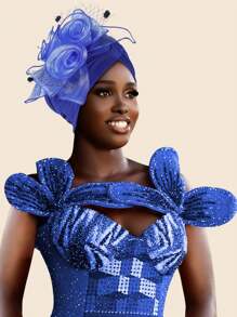 Élégante pièce pour cheveux rétro en fleurs, maille, plumes et organza, chapeau de décoration polyester unicolore adapté pour tous les jours, décontracté, soirée, mariage, vacances, printemps/été/automne/hiver