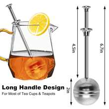 Long Handle Tea Ball Stainless Steel, 2Pcs Premium Tea Infuser Filter For Loose Leaf Tea, Reusable Fine Mesh Tea Interval Diffuser Strainer For Cup And Teapot