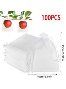 50 Pieces Fruit Protection Bags Fruit Netting Bags With Drawstring,Garden Fruit Cover Mesh Bag To Protect Plants From Pest Birds Squirrels - White - View 18