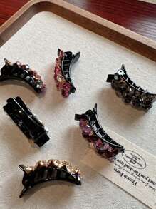 1/4/6Pcs Colorful Rhinestone Bangs Side Clips – Light Luxury Hair Clips For Women & Teens | Fashionable Duckbill & Ponytail Clips With Dazzling Diamonds | Exquisite Headwear For Daily Wear, Parties, Bathroom, Bedroom, Living Room​ Back To School