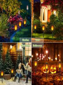 6 pezzi di luci da esterno, luci solari per esterno upgrade set da 6 pezzi, luci solari a torcia con fiamma tremolante, luci da giardino, luci da cortile, luci da prato, luci decorative da torcia per vialetti, giardino, patio