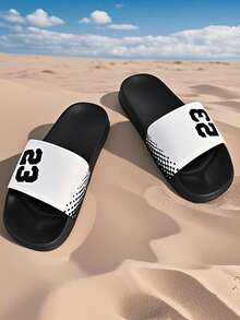 青少年家居拖鞋、学生男孩女孩校园室内浴室拖鞋、泳池拖鞋、户外沙滩拖鞋、柔软舒适防滑鞋底、轻便柔软舒适拖鞋、一脚蹬凉鞋、幸运数字 23