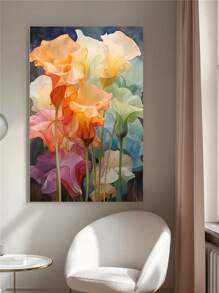 1 Set 5D Full Drill Diamond Painting Kit, Round Floral Theme Diamond Mosaic Art, DIY Canvas Wall Art Decoration For Bedroom And Living Room, Artistic Gift
