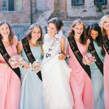 7 件/套：1 白色 + 6 黑色“准新娘”绶带、新娘送礼会、单身派对、绶带套装、伴娘用折叠玫瑰金字母单身派对绶带、婚礼派对用品 - 1白+6黑 - 查看 4