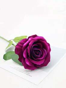 MEHELANY Bó hoa cưới giả màu đỏ hồng (5 bông/4 bông/1 bông), hoa giả nhung sống động như thật, trang trí hoa, hoa hồng nhân tạo, quà tặng ngày Valentine, tiệc cưới, trang trí nhà cửa, quà sinh nhật, trang trí trong nhà/ngoài trời, cắm bình (Lưu ý: Có thể có mùi nhẹ, vui lòng đặt gần cửa sổ trong 1-2 ngày để thoáng khí) Sinh nhật, Lễ tốt nghiệp - Màu Hồng Tươi - Xem 4