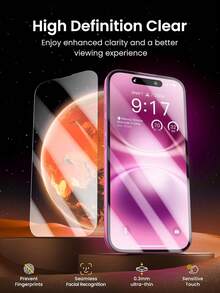 Protector de pantalla + Protector de lente de cámara, compatible con Apple 16, 16plus, 16 Pro Max, 16 Pro Vidrio templado de cobertura total súper protección, claridad HD, fácil de instalar, duradero y sin burbujas. Regalo para cumpleaños, familia, amigos. Protector de pantalla de teléfono, accesorios de teléfono a prueba de agua, a prueba de golpes, anti-caída, anti-arañazos, anti-huellas dactilares - transparente - Ver 5