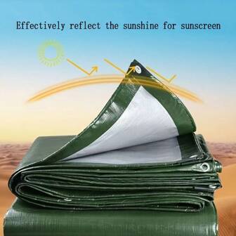 VANDHAM 1pc Heavy Duty Waterproof Tarpaulin, Large Multi-Purpose Outdoor Waterproof Cloth, Thick PE Waterproof Fabric, Suitable For Emergency Rain Or Sun, Roofing, Patio Furniture, Firewood, Canopy, Green/Silver