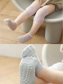 3pcs/Set (Knee Pads + Non-Slip Leg Warmers) Random New Style Kids Breathable Knee Pads & Baby Non-Slip Floor Crawling Leg Warmers Suit, Baby Knee Protection For Toddlers