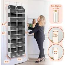The Door Organizer 5 Tiers, Extra Large Behind Door Storage Of 10 Compartments, 80 Lbs Weight Over Door Organizer, Door Hanging Organizer For Closet, Diaper Organizer, Room Storage - 6 Tiers - Gray - View 2