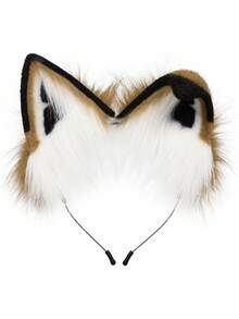 手工制作仿皮毛狐狸狼耳头饰角色扮演派对服装道具万圣节 - 棕色 - 查看 5