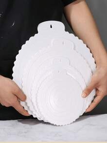 1pc Plastic Cake Turntable Mat, DIY Cake Base Pad, Cake Bottom Tray, Available In 4", 6", 8", 10", Baking Mat For Cake Decorating - White - View 5