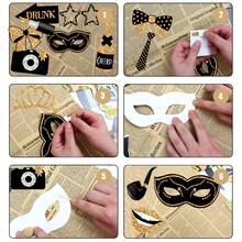 30 de recuzită pentru cabină foto neagră și aurie, accesorii pentru cutie foto, decor pentru cabină foto de petrecere pentru nuntă, decor pentru masă, ziua de naștere, carnaval tematic, decorare petrecere, întâlnire și orice eveniment foto, recuzita noastră foto pentru petrecere va crea o atmosferă distractivă de petrecere. - Multicolor - Vizualizare 4
