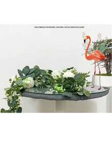 2 pièces Guirlande d'eucalyptus artificielle pour la décoration de la chambre, fausses fleurs de feuilles de soie d'eucalyptus à dollar argenté, couronne de verdure en rotin fait main. Convient pour le mariage, la remise des diplômes, la fête, la décoration intérieure et extérieure, l'arche, le mur, la porte, la cheminée, les fenêtres et le dîner à la maison