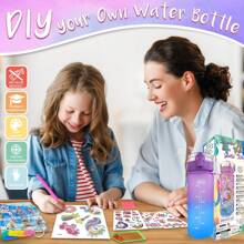 Set de bouteilles d'eau décoratives pour filles, convient aux enfants de plus de 6 ans, cadeau/jouet amusant pour l'artisanat, artisanat de peinture de pierres précieuses, cadeau/jouet intéressant pour l'artisanat pour l'anniversaire des filles