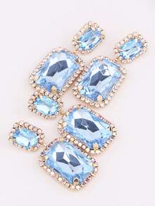 ACEHLN Copper Alloy Claw Shape Welded, Rhinestone Rectangle Pendant Earrings