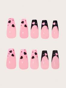 24 Peças Kit de Unhas Postiças de Forma Quadrada Curta para o Outono e Inverno, Flores Elegantes em Rosa Quente e Folha de Ouro Brilhante, Ajuste Perfeito de Unhas Postiças Falsas de Cobertura Total, Inclui 1 Peça Folha de Adesivos e 1 Peça Lixa Mini, Para Uso Diário, Escritório, Festa, Mulheres, Acessórios de Joias, Dicas de Unhas Falsas, 1 Peça Tira de Lixa Jelly Gel, Envio Aleatório