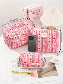 1PC Blue Striped Flower Makeup Bag, Quilted Portable Toilet Bag, Makeup Bag, Large Capacity Storage Bag, Suitable For Wallet, Lipstick, Sanitary Napkins, Pads, Coins, Keys, Earphones, Earphones And Accessories, Travel Storage Bag, Earrings, Bracelets, Necklace, Glasses, Sunglasses, Suitable For Women, Girls, Teenagers, Candy, Nurses, Female Students, Students, Gifts. Cosmetic Bag