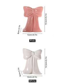 1 pieza Jarrón de cerámica creativo con lazo, adecuado para decoración de habitación, sala de estar, decoración del hogar, escenario, dormitorio, estilo decorativo, color rosa, blanco, rojo, verde