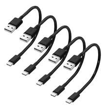 0.3m 短快速充电线 5PCS/2PCS，USB A 至 USB Type C 充电线便携式手机数据线兼容三星 Galaxy S25 Ultra/S25/S25+/S24 Ultra/S24/S24+/S23 Ultra/S23/S23+/S22 Ultra/S22/S22+/S21 Ultra/S20 Ultra/Note 20/Note 10 USB Type C 数据线兼容 14 Pro Max、14 Pro、14 Plus、13 Pro Max、13 Pro、13、12 Pro、12、11、XS、XR、8 Plus、8、7、6、5、SE，兼容 iPad Lightning MFi 认证 - 黑色 - 查看 1