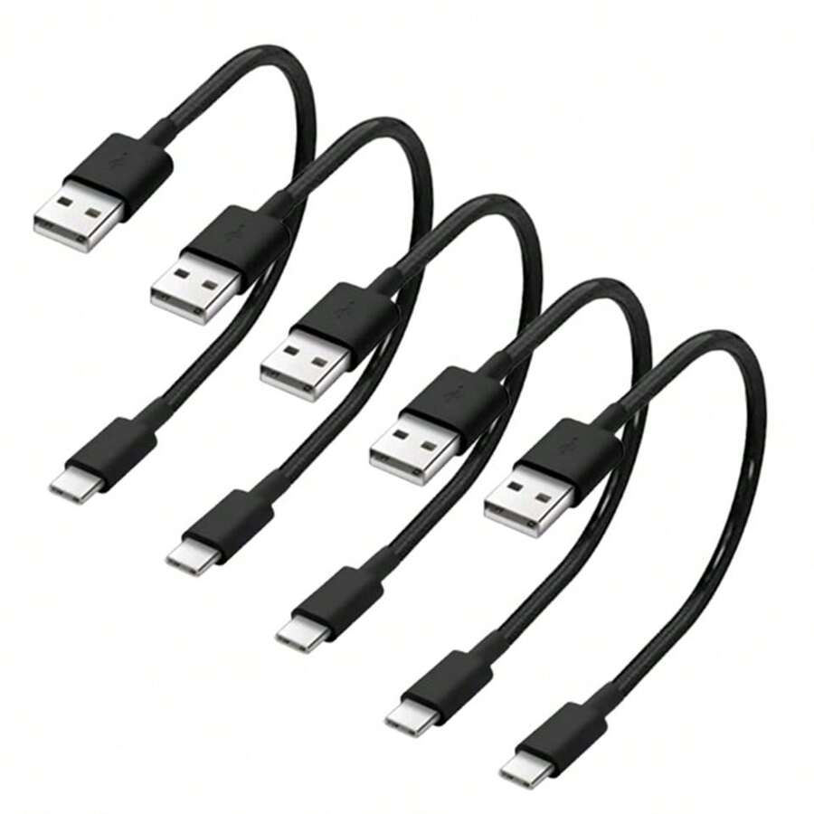 0.3m 短快速充电线 5PCS/2PCS，USB A 至 USB Type C 充电线便携式手机数据线兼容三星 Galaxy S25 Ultra/S25/S25+/S24 Ultra/S24/S24+/S23 Ultra/S23/S23+/S22 Ultra/S22/S22+/S21 Ultra/S20 Ultra/Note 20/Note 10 USB Type C 数据线兼容 14 Pro Max、14 Pro、14 Plus、13 Pro Max、13 Pro、13、12 Pro、12、11、XS、XR、8 Plus、8、7、6、5、SE，兼容 iPad Lightning MFi 认证 - 黑色 - 查看 1